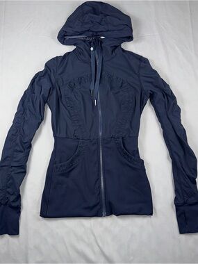 Lululemon Shaped Expression Hoodie Jacket Midnight Navy Ruched Size 6